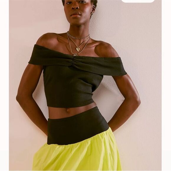 NWOT Free People Cooler In Capri Crop Top Skirt Co-Ord Set in Kiwi Combo Size XS - Picture 3 of 11